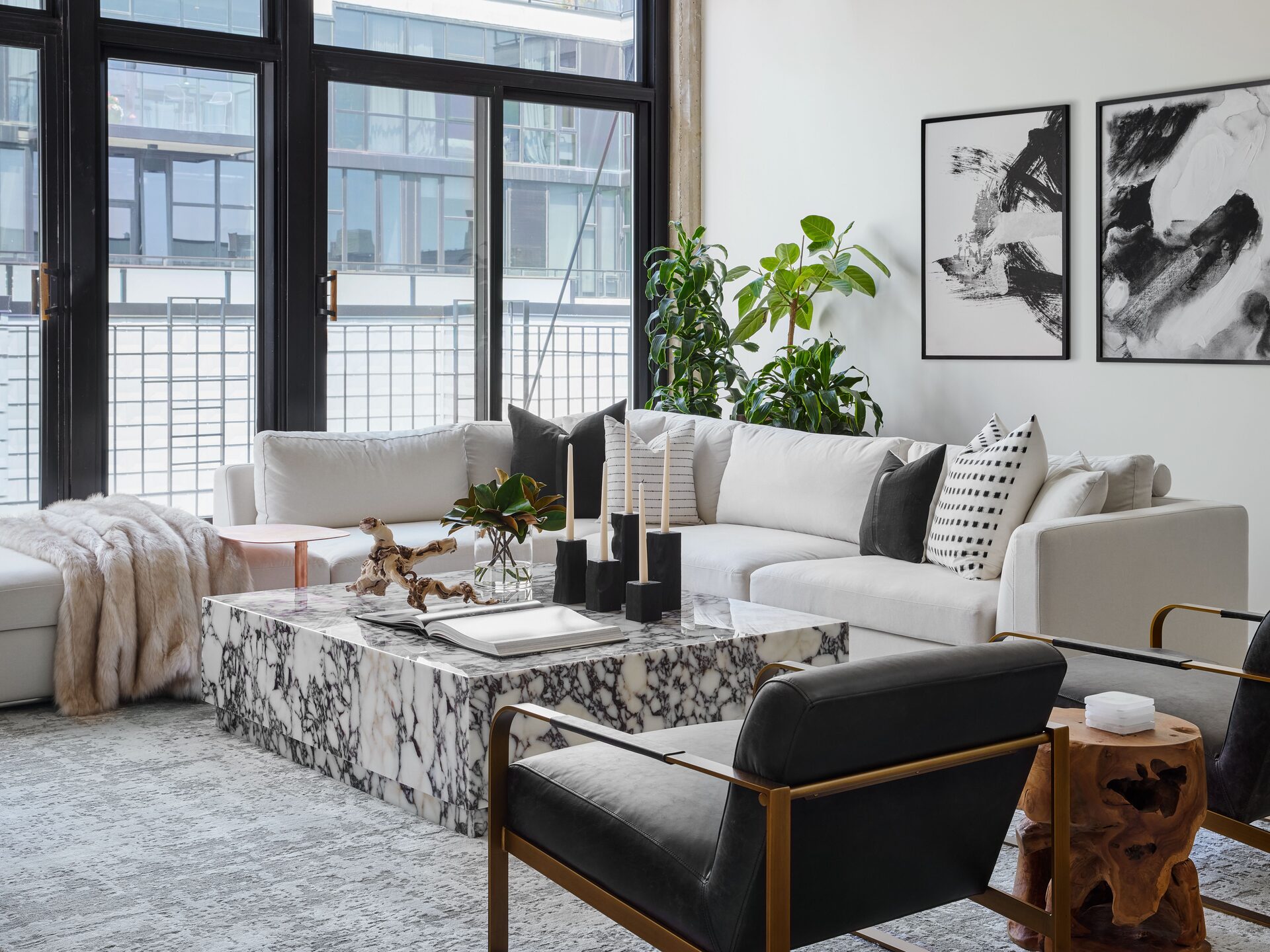 Modern staged apartment living room